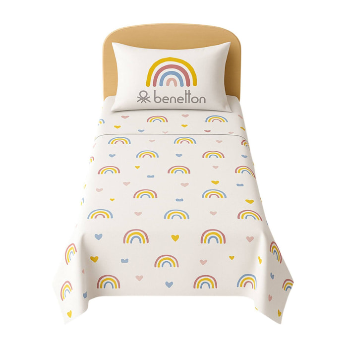 Juego de 3 pzs de cama (funda nórdica + funda de almohada + sábana bajera) rainbow kids be