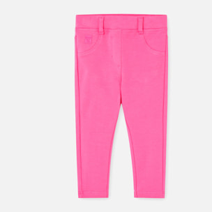 PantalÃ³n elÃ¡stico para niÃ±a en felpa lisa, color rosa