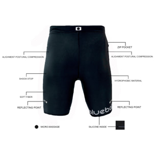 PANTALÓN CORTO DE COMPRESIÓN RUNNING CON CORDONES PARA HOMBRE BLUEBALL EN NEGRO.