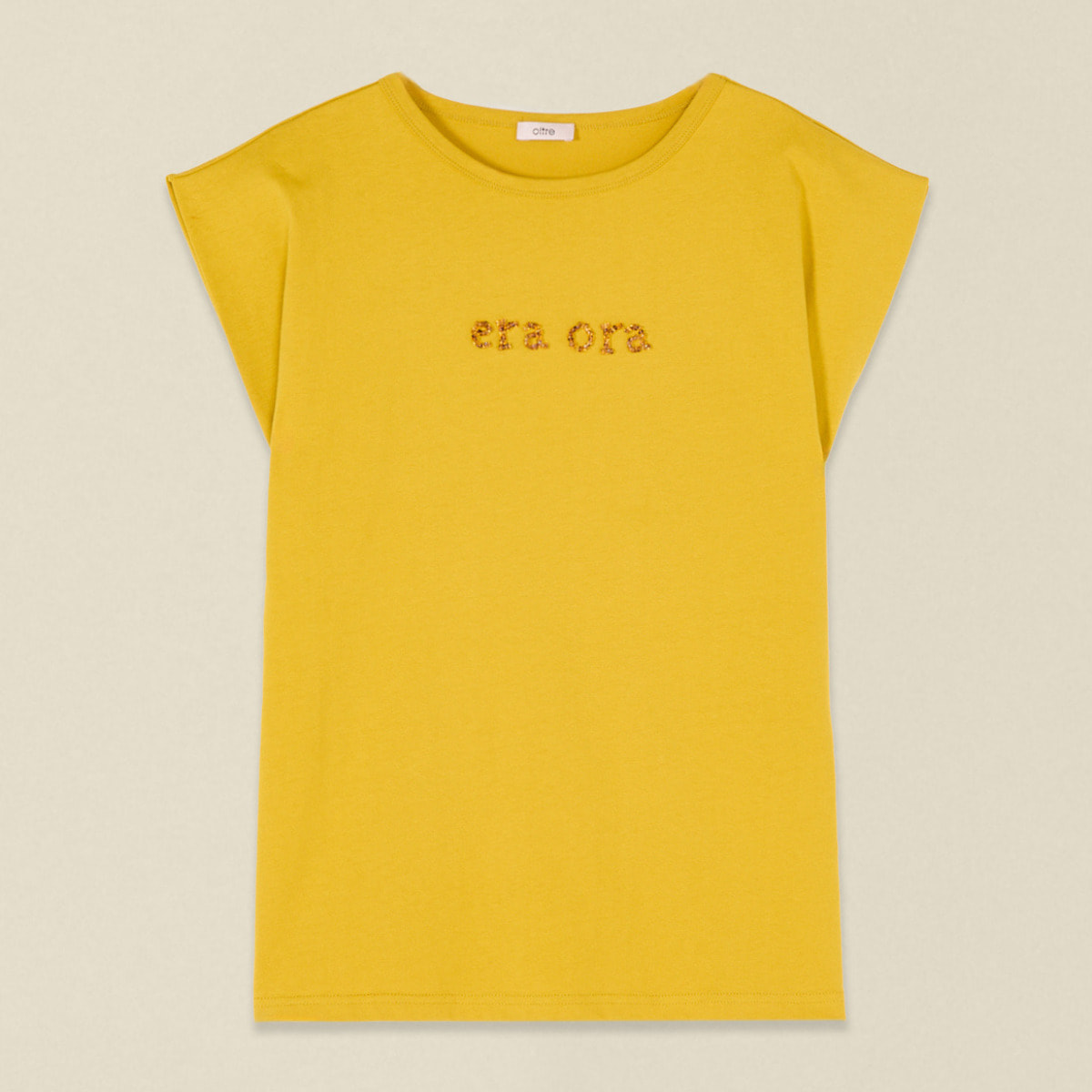 Oltre - T-shirt con ricamo lettering - Giallo