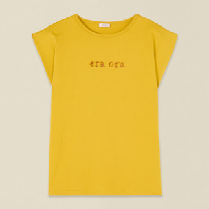Oltre - T-shirt con ricamo lettering - Giallo
