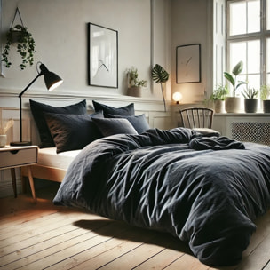 Drap housse coton gris fonce