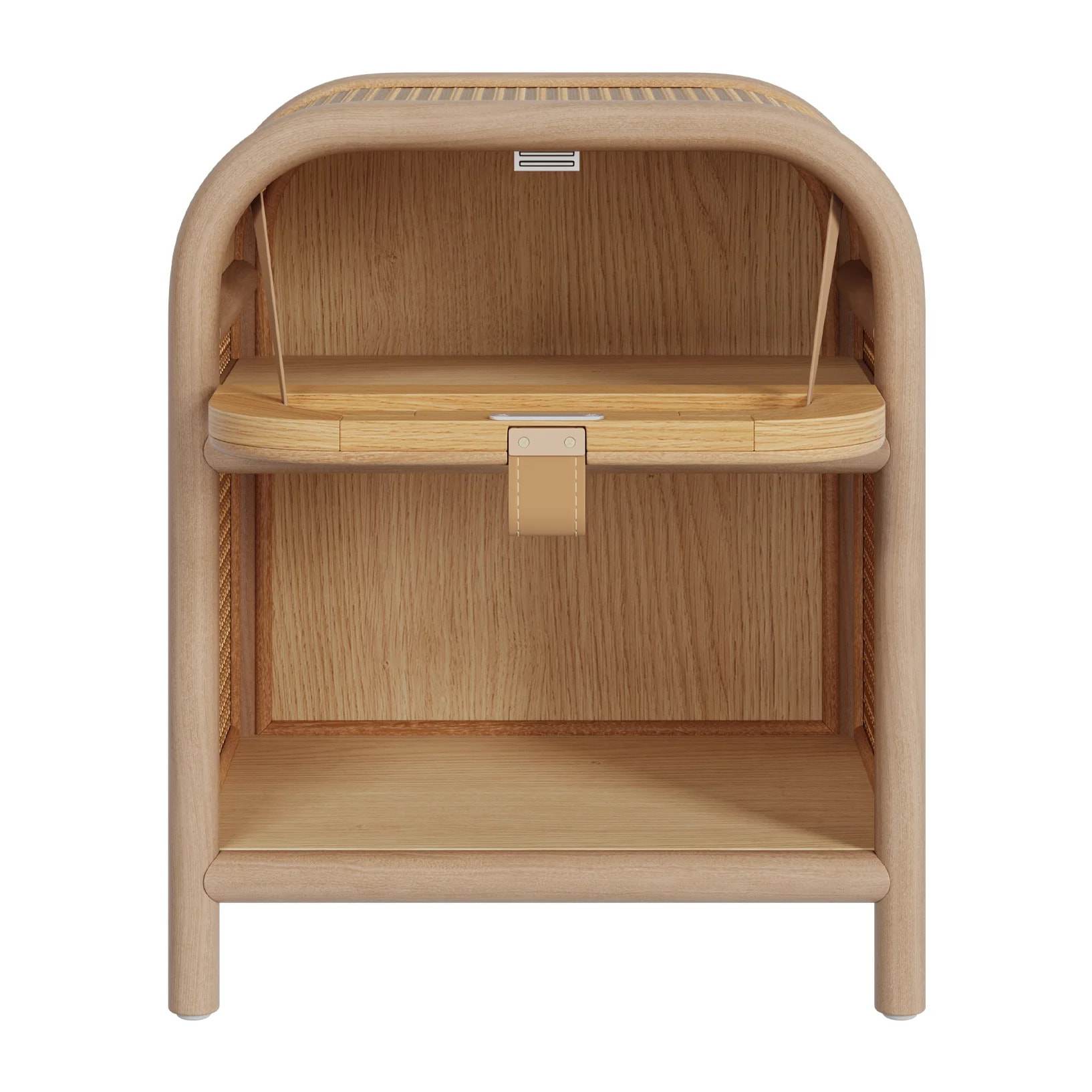 Table de chevet en bois massif, 1 porte et 1 niche - Alata