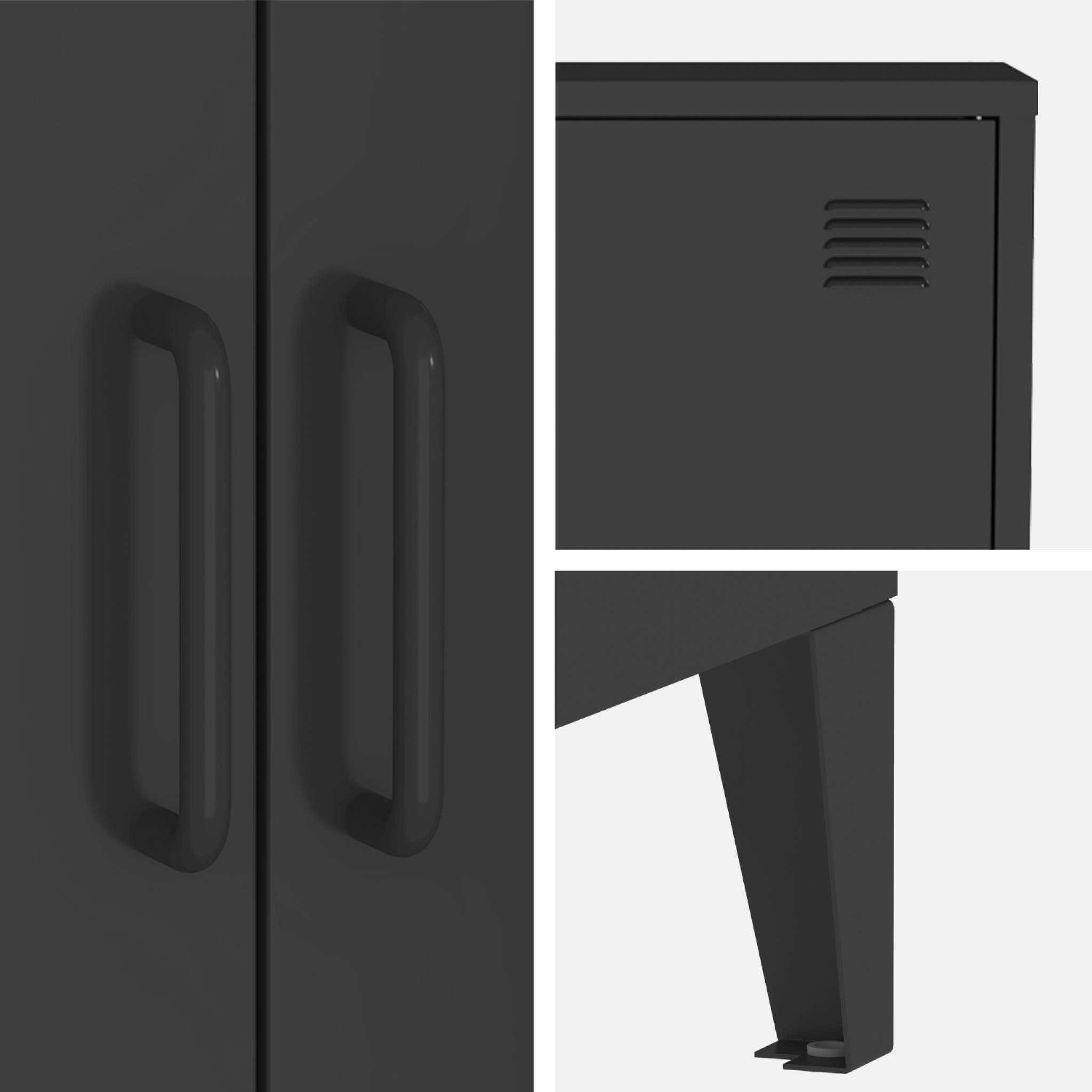 Lot de 2 commodes/armoires métal 2 portes Soho noir. casiers. L 75 x P 33 x H 110 cm