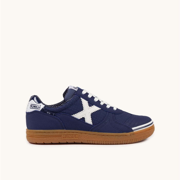 Zapatilla de Fútbol Sala Infantil Azul Marino y Blanca MUNICH G-3 KID 452