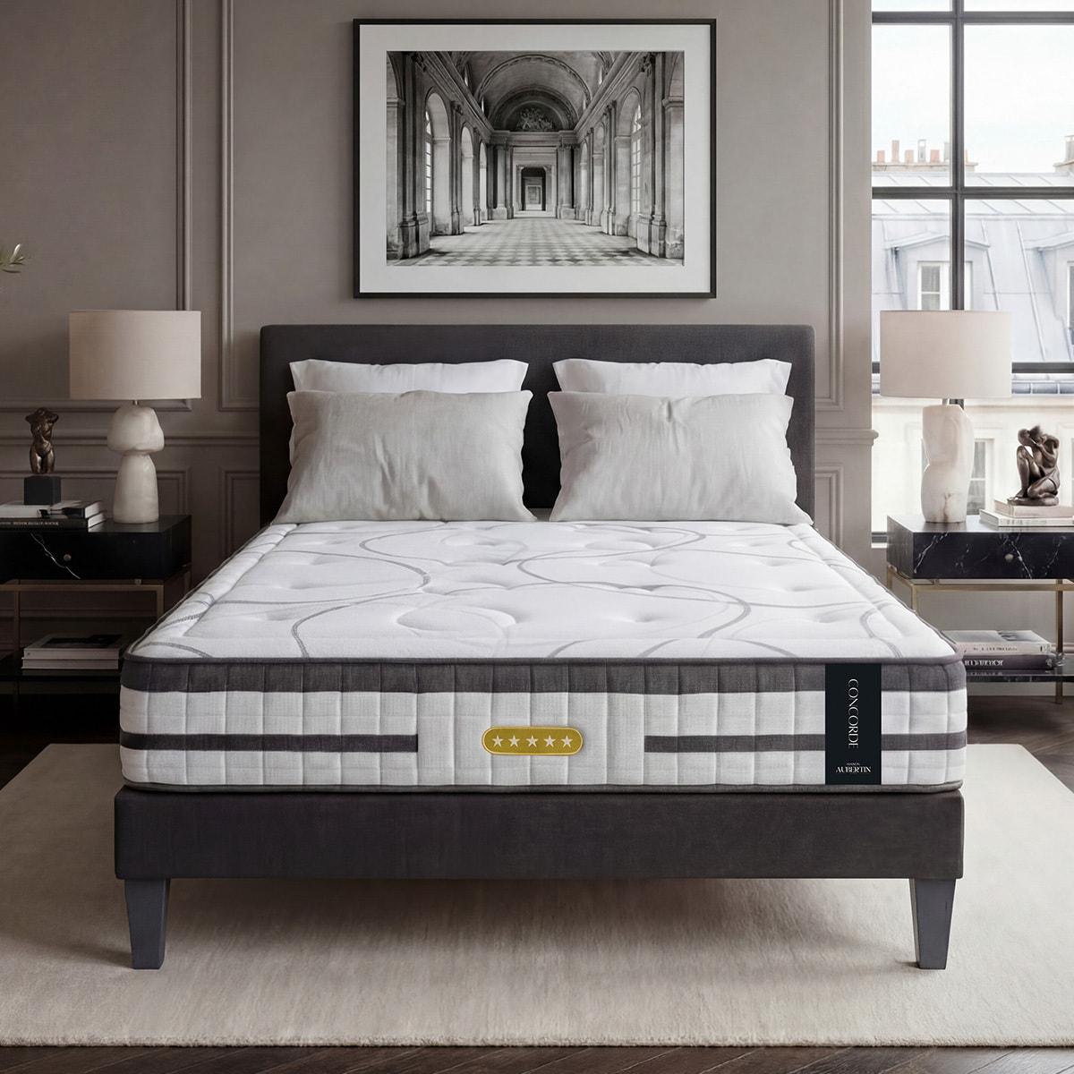 Matelas Hybride Concorde, Ressorts Ensachés & Mémoire de Forme, 26 cm, Soutien Ferme, Confort Lombaire, Garanti 10 ans