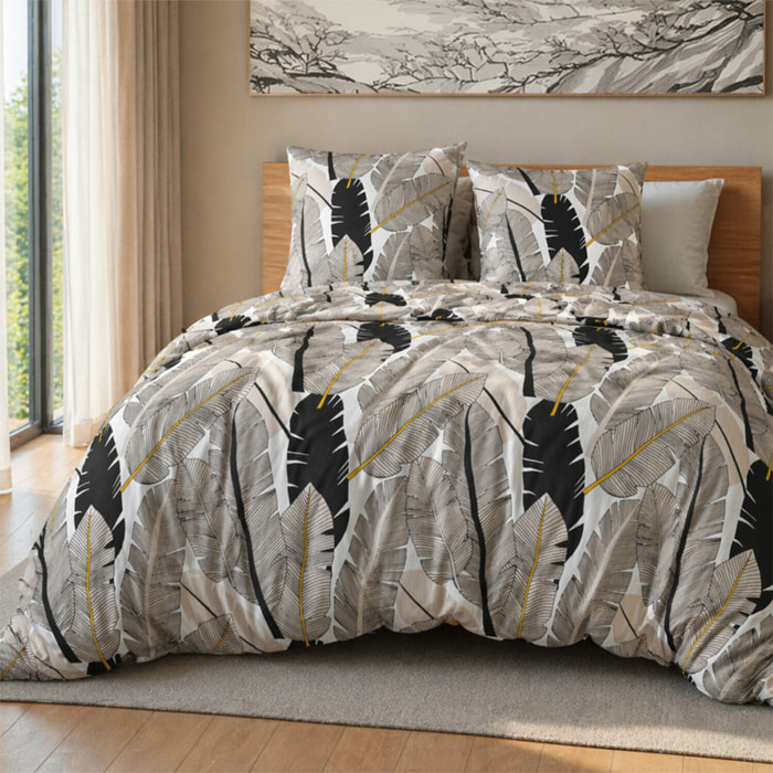 Parure housse de couette 100% microfibre motif plume - plumeti