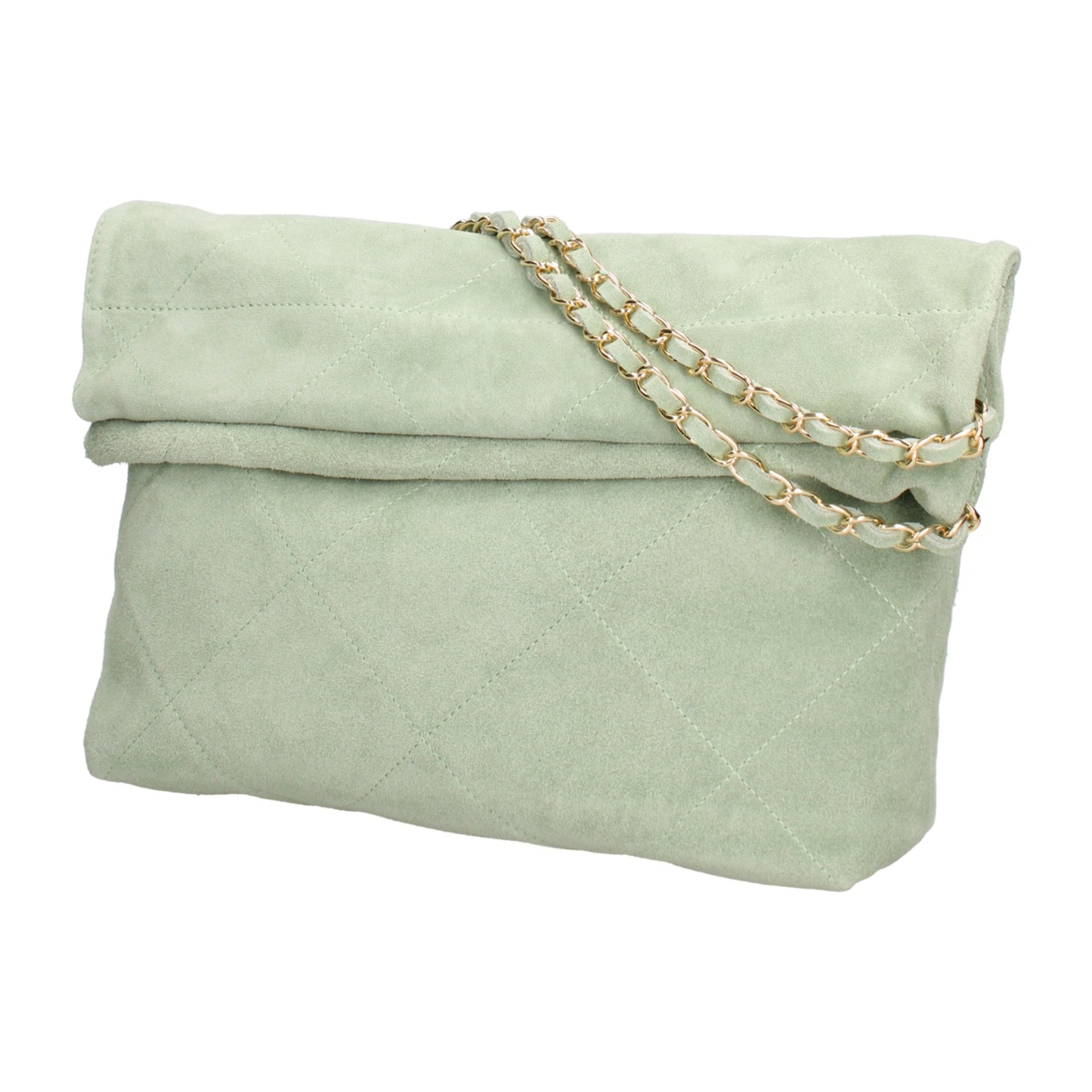 Borsa a spalla da donna Made in Italy - Modello Celeste Elite - Pelle scamosciata - 32.0 x 34.0 x 6.0 cm