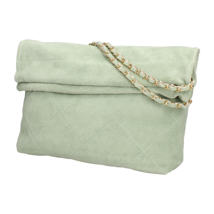 Borsa a spalla da donna Made in Italy - Modello Celeste Elite - Pelle scamosciata - 32.0 x 34.0 x 6.0 cm