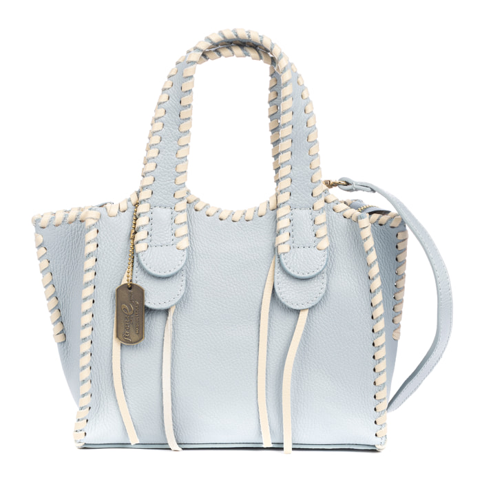 Avio borsa a mano donna. Pelle autentica Dollaro con cuciture decorative in pelle.