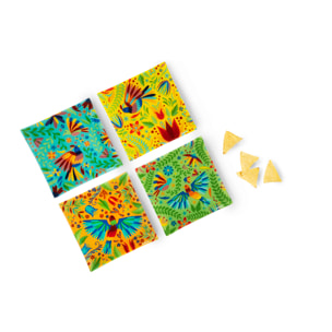 Set 4 piatti vassoio in vetro Excelsa – Mexican Flowers, Multicolore