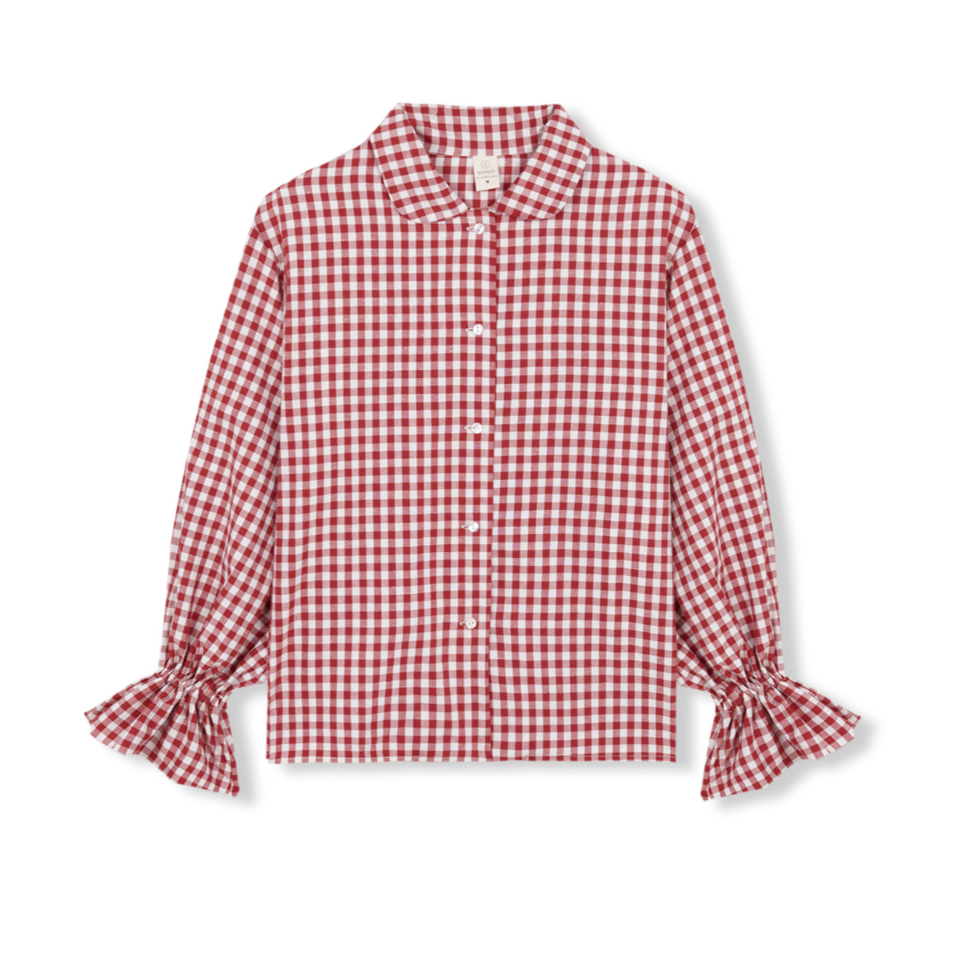 Camiseta de pijama de mujer abotonada de cuadros vichy