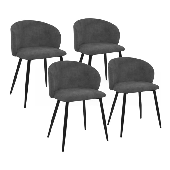 Chaises Léona en velours et pieds métal