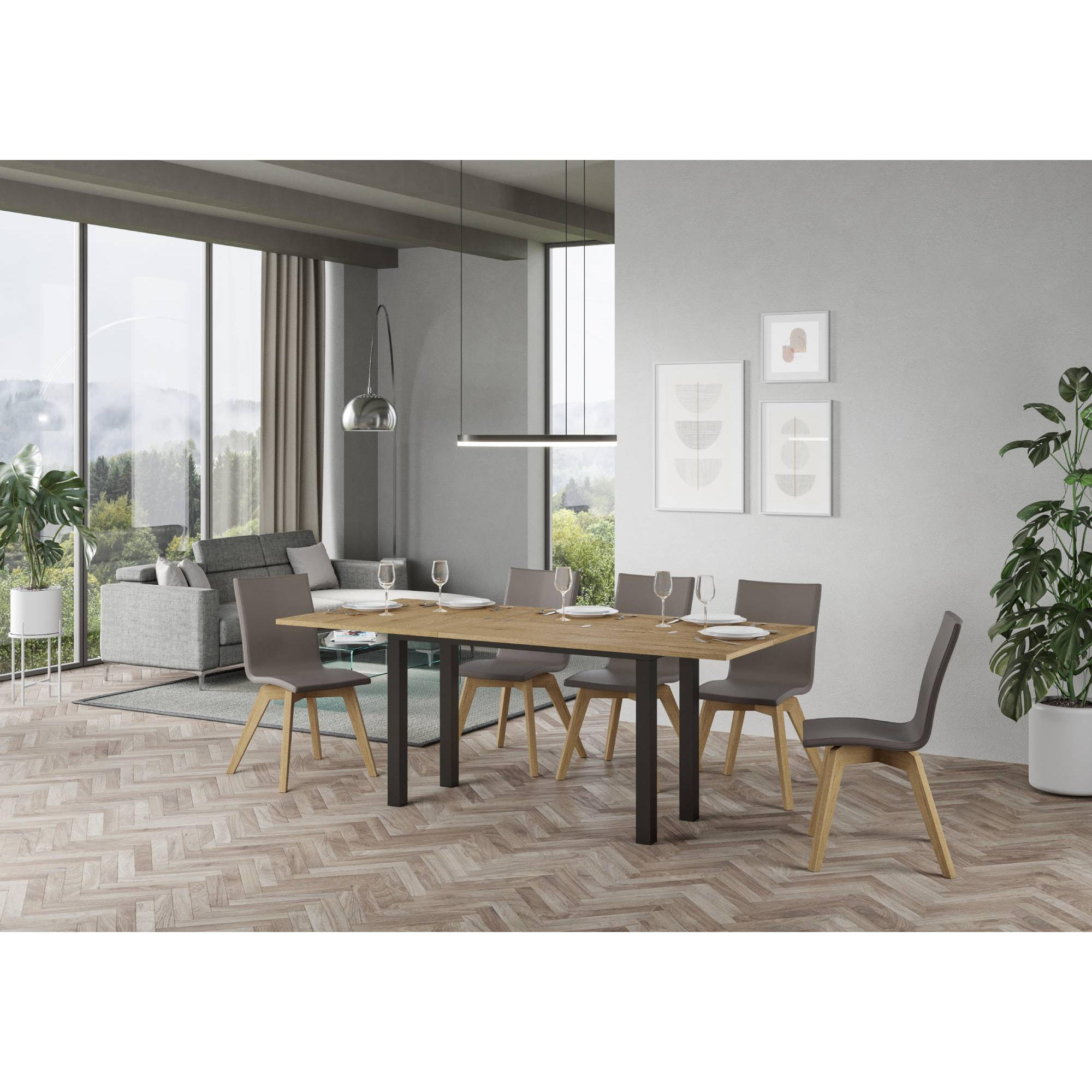 Mesa tipo libro 120/200x45/90 cm Everyday Double Roble Natural estructura Antracita