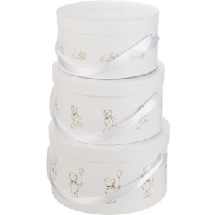 J-Line Set De 3 Boites Ourson Ronde Blanc