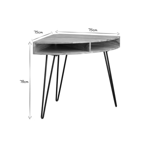 Bureau d'angle avec rangements bois massif et métal noir L75 cm GOSBY