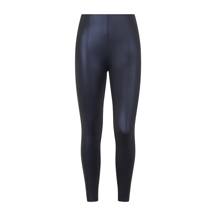 Pantaloni push up WR.UP® vita alta tessuto lucido wet effect