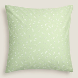 Funda cojín algodón hojas Fel color verde