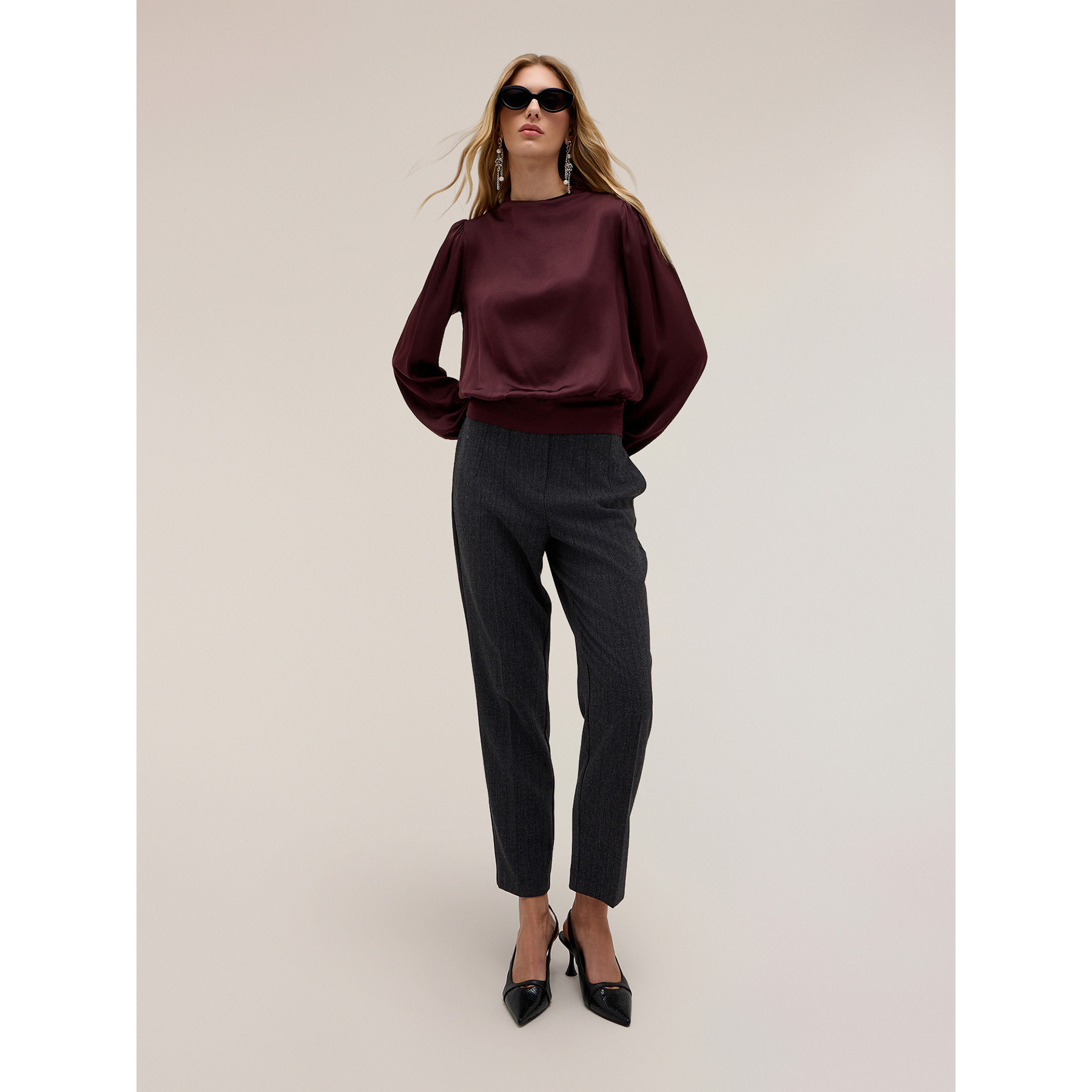 Motivi - Blusa in raso The Tailoring Lab - Bordeaux