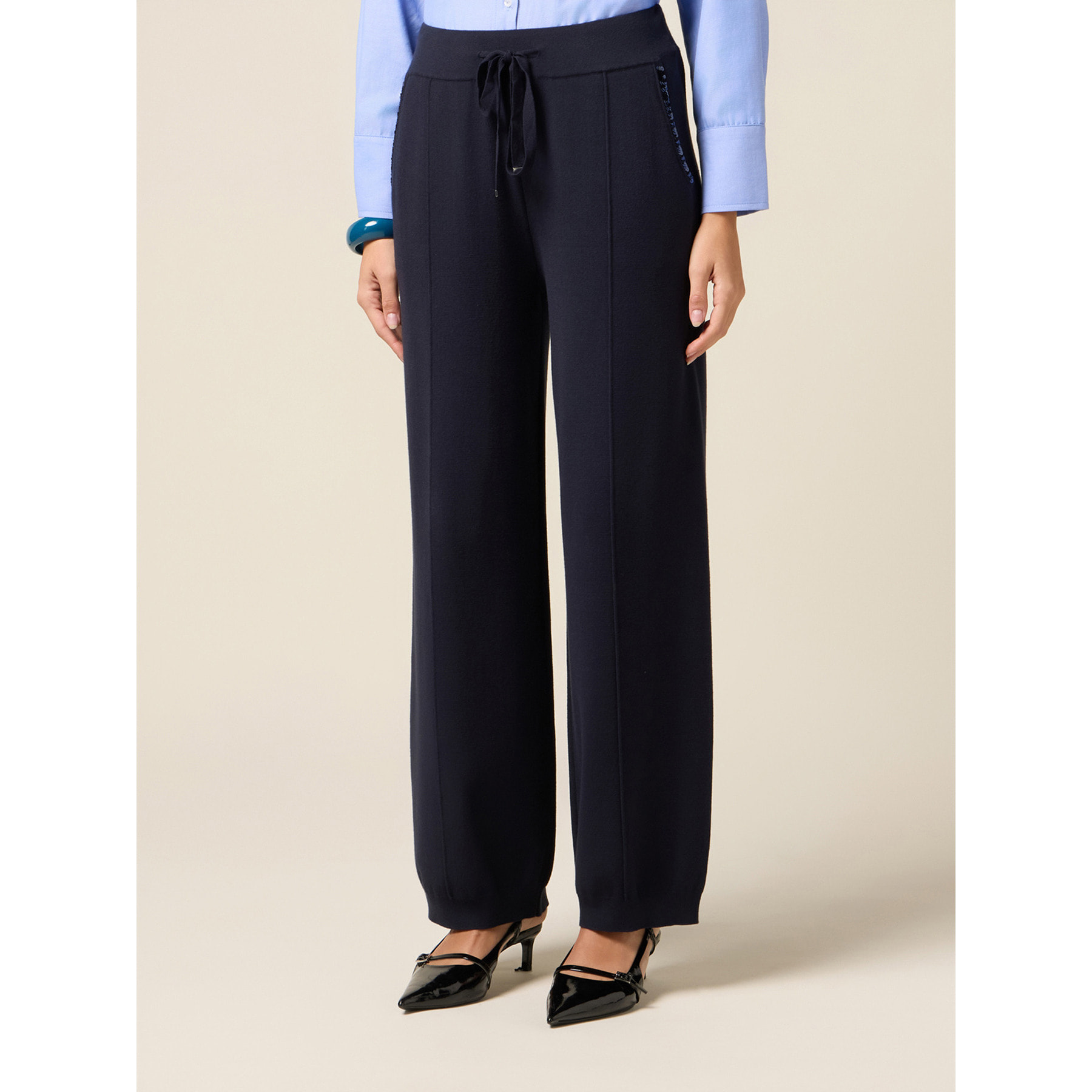 Oltre - Pantaloni joggers in maglia - Blu