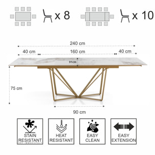 Tomasucci Table extensible SPINNE GOLD - ONICE MARBRE