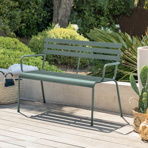 Banc de jardin "Greensboro" vert olive en acier traité époxy
