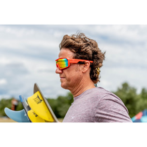 Gafas de deportes acuáticos OCEAN CHAMELEON - Rojo mate / Revo roja con plaquetas puntas y espuma rojas con correa roja