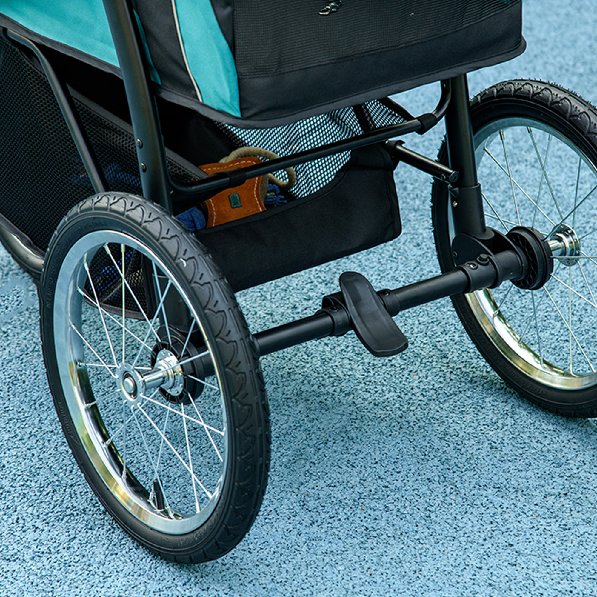 Poussette buggy pour chien pliable 3 grandes roues vert noir