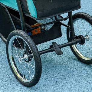 Poussette buggy pour chien pliable 3 grandes roues vert noir