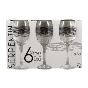 Lot de 6 verres à pied 24,5cl en verre SERPENTIN