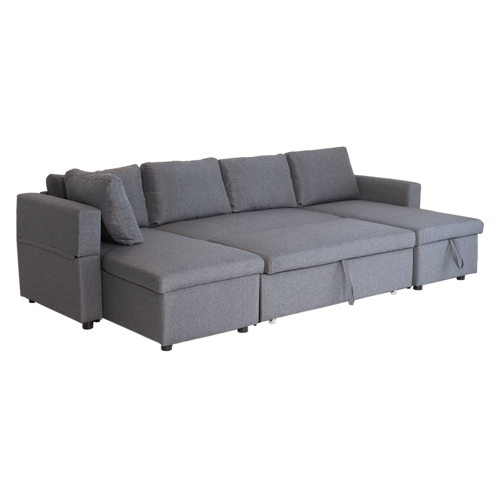 Canapé panoramique convertible SCOTT 4 places gris chiné