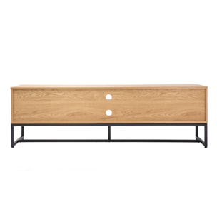 Meuble TV finition bois clair chêne et métal noir L160 cm LOVATO