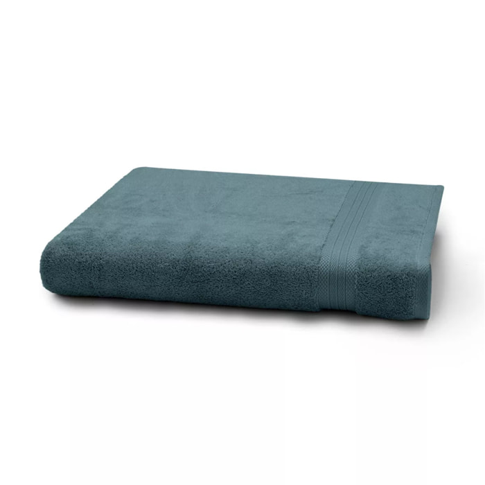 Drap de bain pur coton 550 g/m² uni bleu Elea petrole