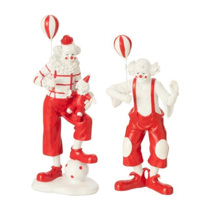 J-Line figurine Clown Ballon + Poupée - polyrésine - rouge/blanc - 2 pcs