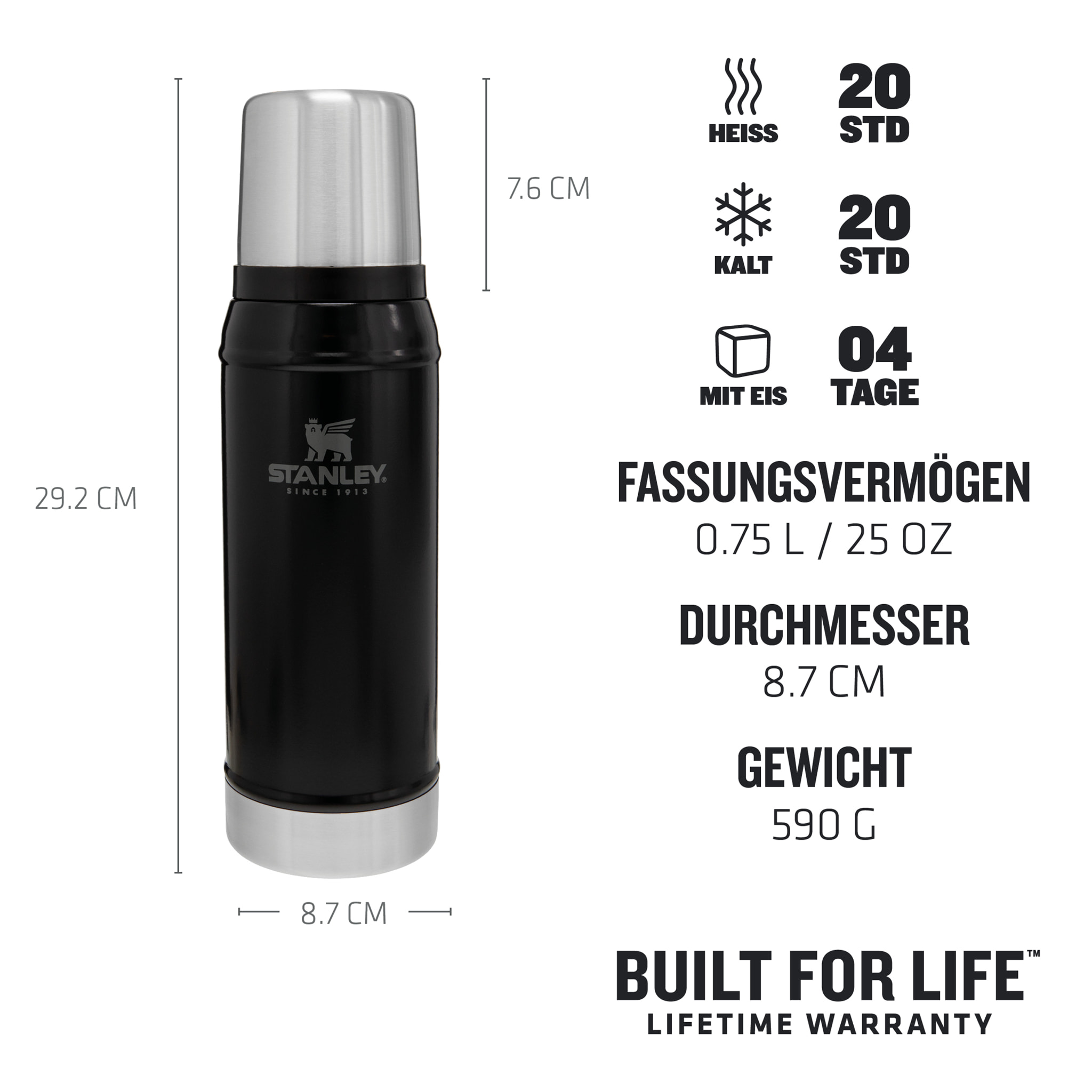 Termo Café - 0,75L - CLASSIC LEGENDARY BOTTLE - Matte Black Pebble