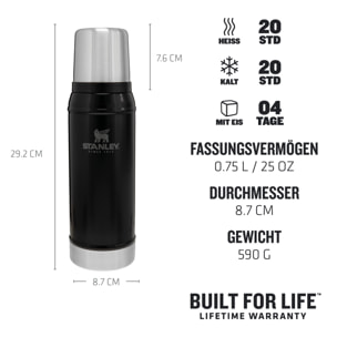 Termo Café - 0,75L - CLASSIC LEGENDARY BOTTLE - Matte Black Pebble