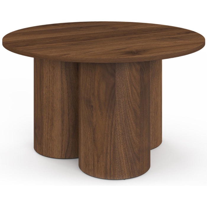 Table basse ronde Olympia effet noyer Ø70cm