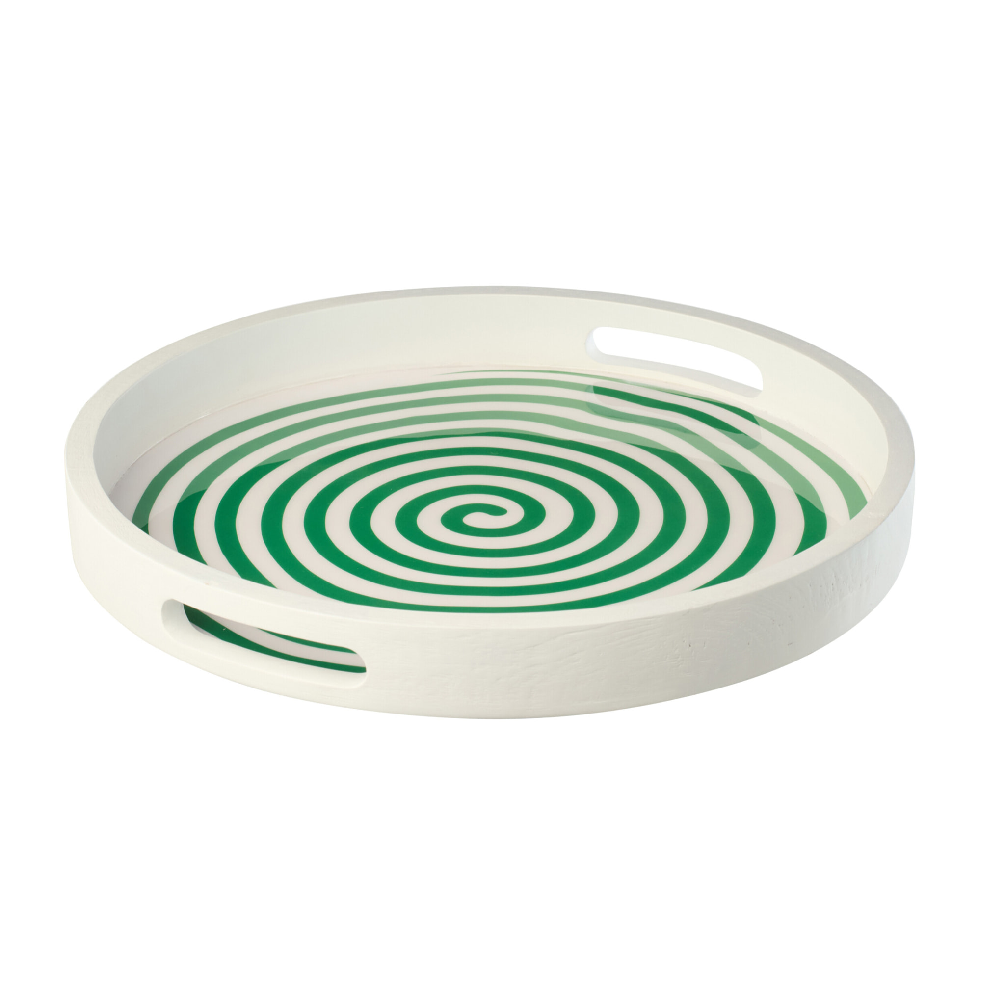 J-line Plateau Rond - bois - vert/blanc