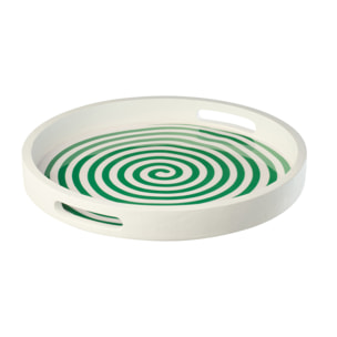 J-line Plateau Rond - bois - vert/blanc