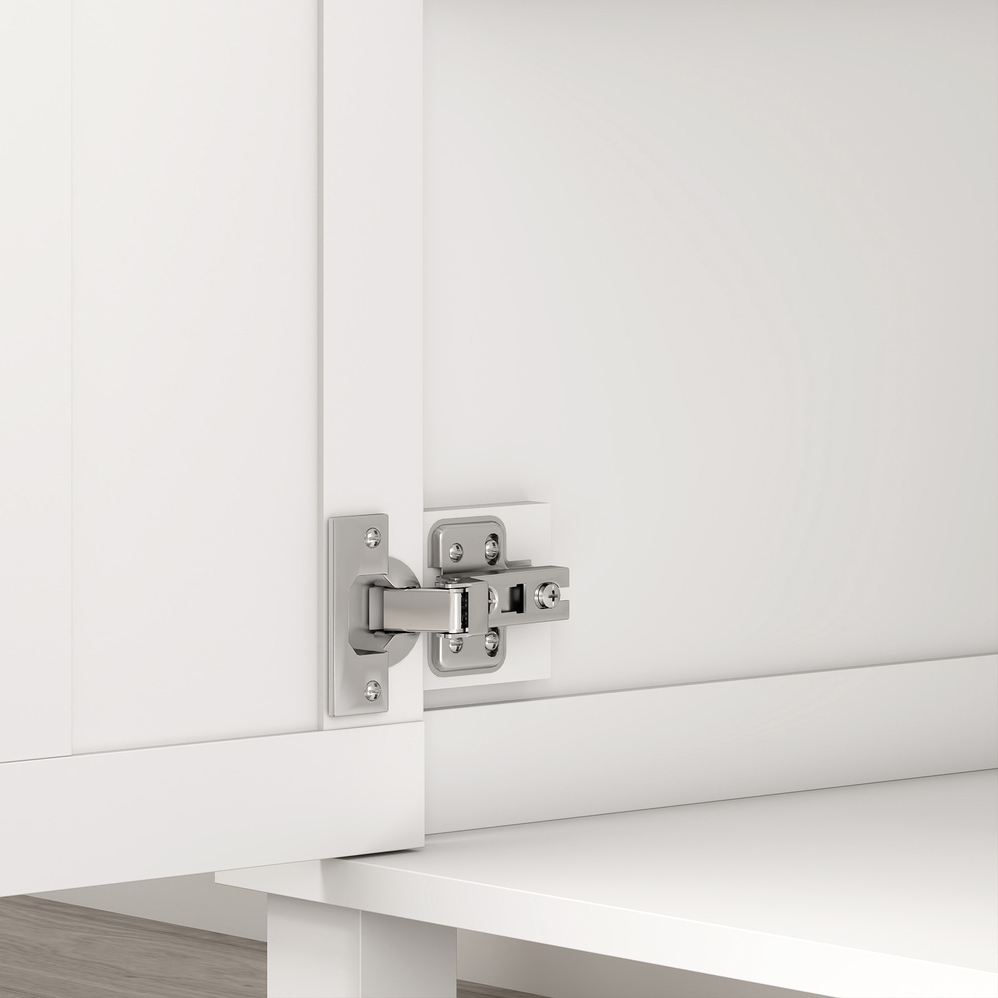 Buffet multi-rangement 2 portes étagère 2 tiroirs coulissants blanc aspect bois clair