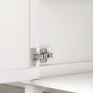 Buffet multi-rangement 2 portes étagère 2 tiroirs coulissants blanc aspect bois clair