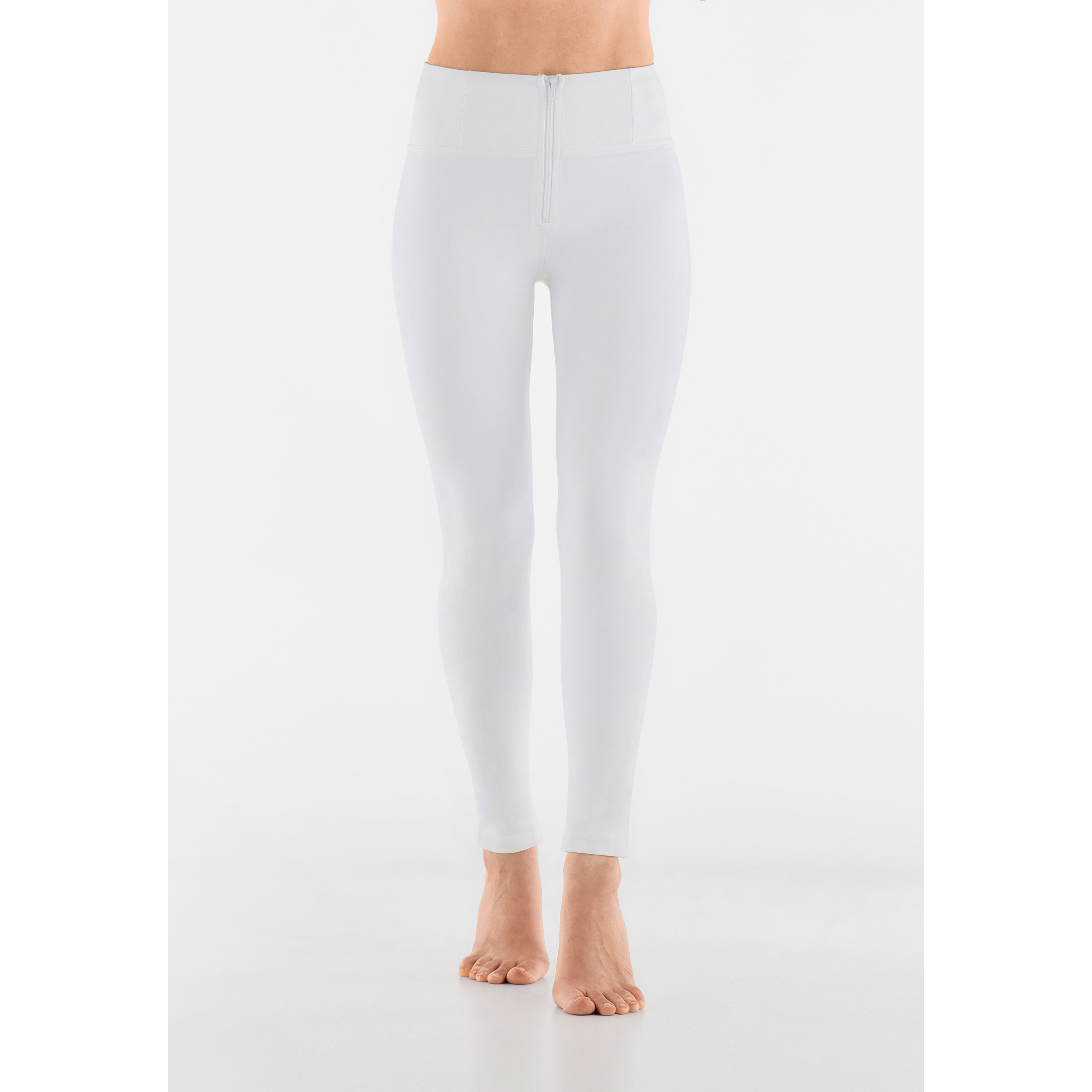 Pantaloni push up WR.UP® skinny vita alta con zip similpelle