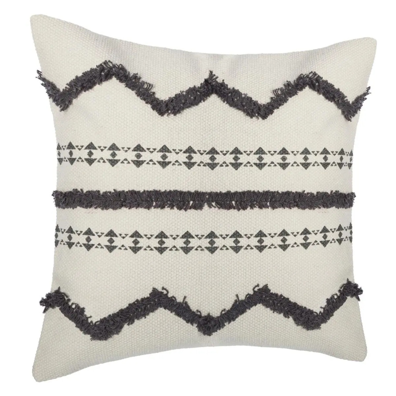 Housse de coussin tuftée coton - gris - 40x40 cm