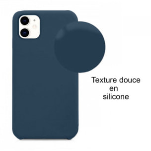 Coque iPhone 11 Silicone liquide Bleu Marine + 2 Vitres en Verre trempé Protection écran Antichocs