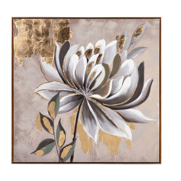 Cuadro Flor 80% Pintado A Mano Y Foil 100x4x100 Cm