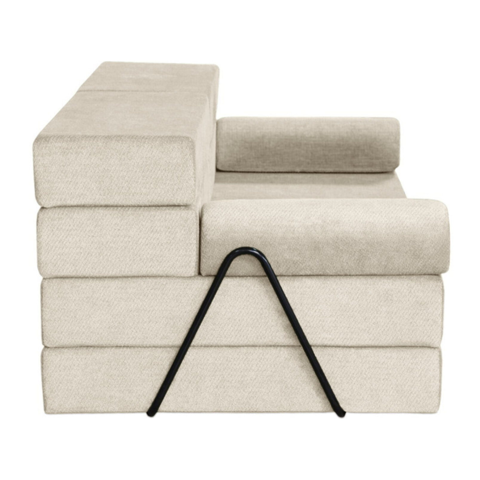 Astral - Canapé 3 places convertible en velours texturé - Beige