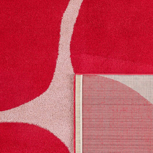 GROOVY - Tapis rétro coloré à motif fleur - Confortable et moelleux - Rouge