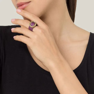 Anillo dorado chapado "basic" piel morado