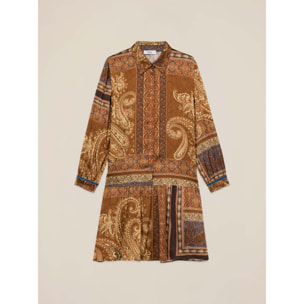 Oltre - Vestido corto de viscosa estampada - Marrón