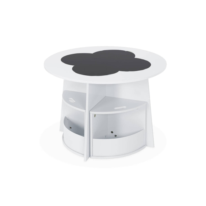 Table avec ardoise et 4 chaises avec rangement pour enfant